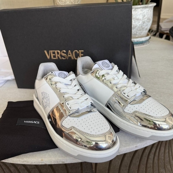Versace MedusaMensLeather White/Silver Sneakers 11 US EU (44 - Picture 2 of 10